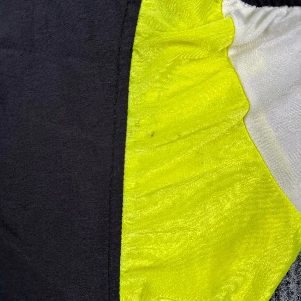 Vintage Nike Cycling Jacket Mens Medium Black Neon Yellow Made in USA Distressed